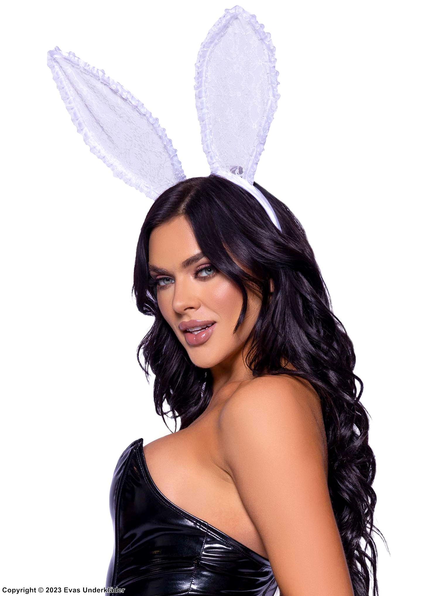 Playboy Hase, Kostüm-Kopfbedeckung, Blumenspitze, große Ohren
